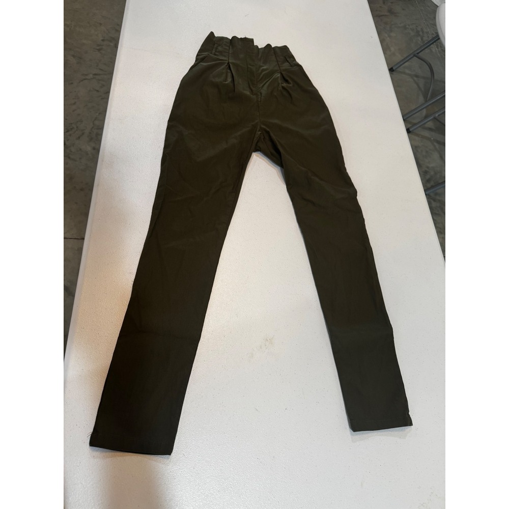 Windsor Olive Green High Waisted Paperbag Pleated Slim Leg Pants Womens Size S